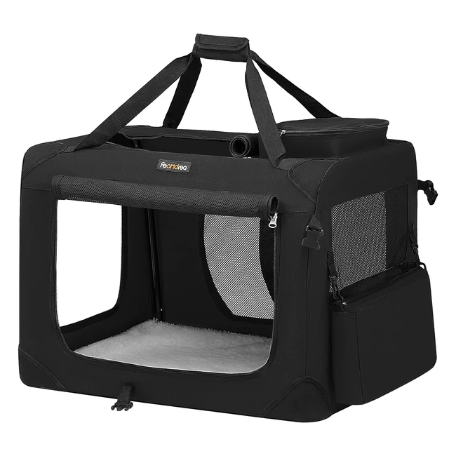 Feandrea Dog Carrier Folding Fabric Pet Carrier 70x52x52cm Black - Travel with Ease and Comfort