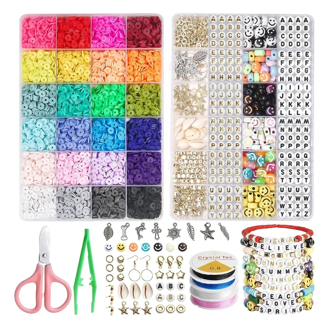 Perline piatte per braccialetti 7048 pezzi - 24 colori - Argilla polimerica 6mm