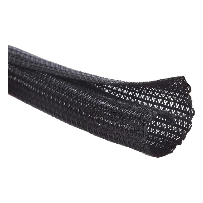 Alex Tech 10mm77m Kabelschlauch selbstschließend, gewebter Kabelmantel, schwarz