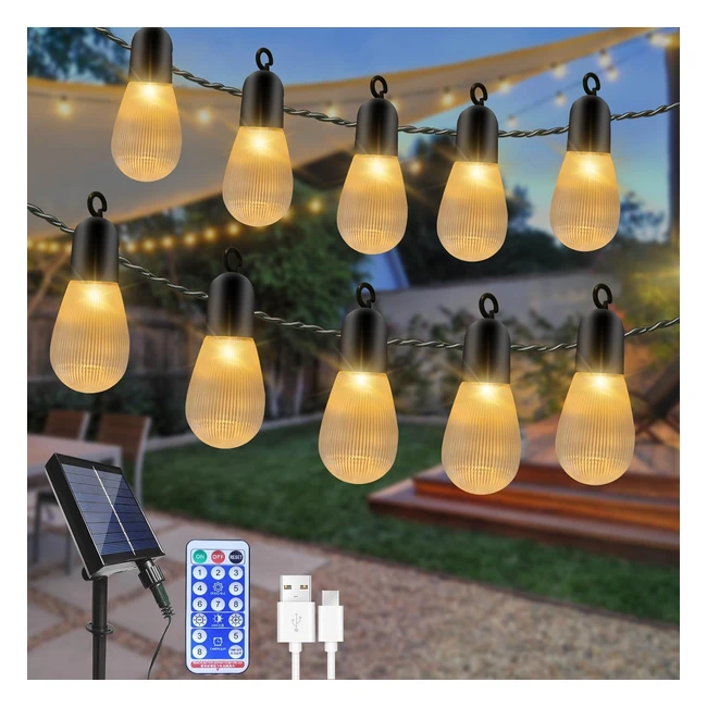 Fansir Solar Festoon Lights Outdoor - 13m/427ft USB Solar String Lights - 8 Modes - Waterproof - Remote - Buy Now!