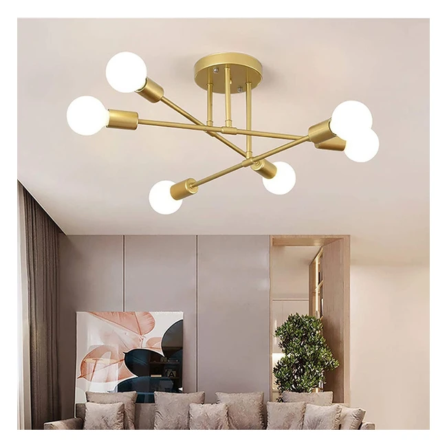 Plafonnier LED Moderne Rétro Lustre Lampe Suspension Vintage 6 Lumières E27 Base - Pour Salon Chambre Cuisine