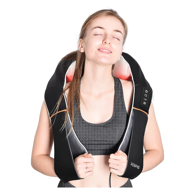 Renpho Back Neck and Shoulder Massager with Heat | Deep Tissue 3D Kneading Shiatsu Massage | Electric Massager for Body Muscle