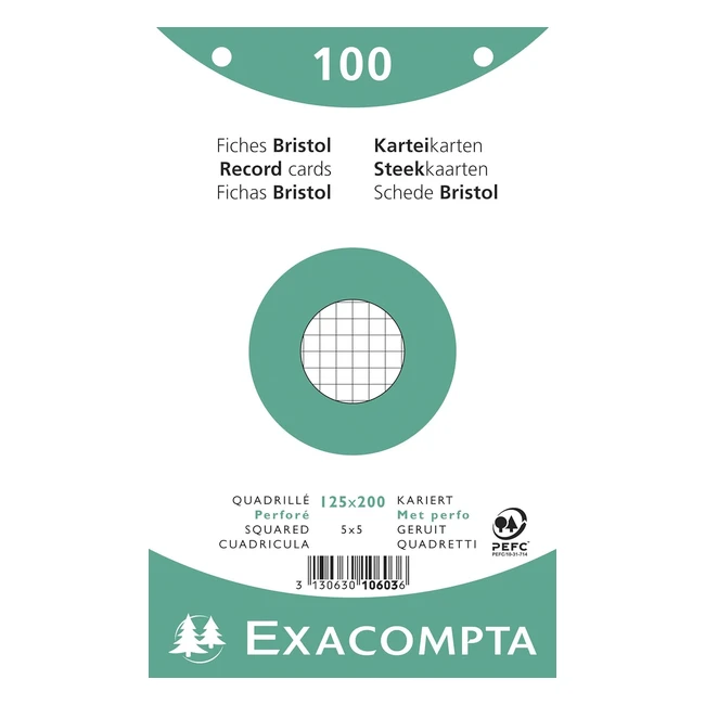 Cartoncini Bristol Exacompta 10603E 12x20 cm Bianco - Confezione da 100 fogli