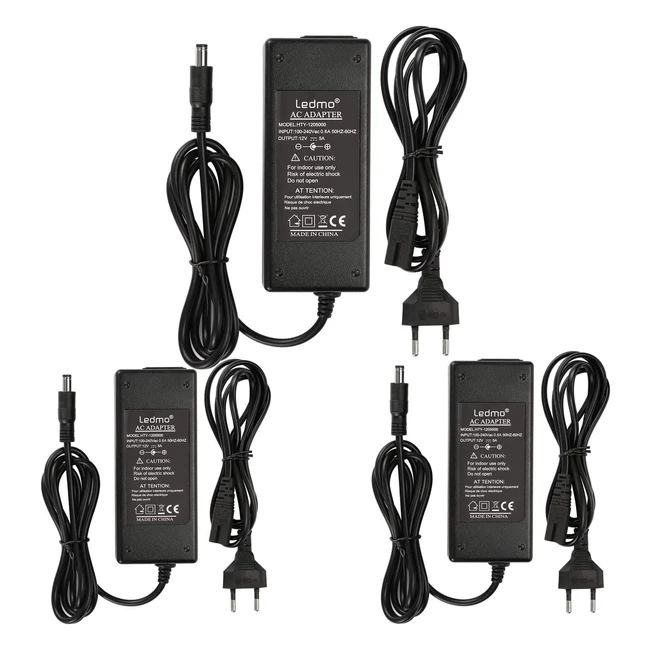 Transformateurs LEDMO 12V 5A - Alimentation Adaptateur 3 Pack - Chargeur pour PC Portable, Ruban LED, Moniteurs LCD, DVD, TV