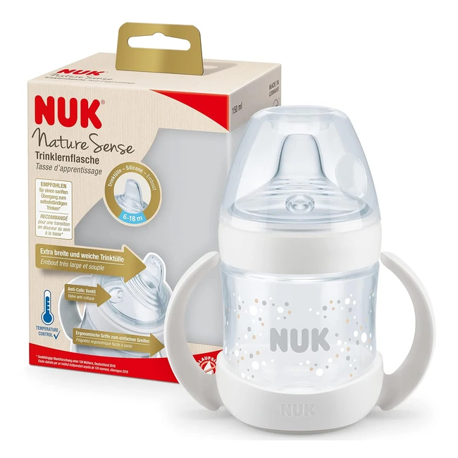 NUK Nature Sense Trainingsflasche 6-18 Monate 150 ml mit Temperaturkontrollanze