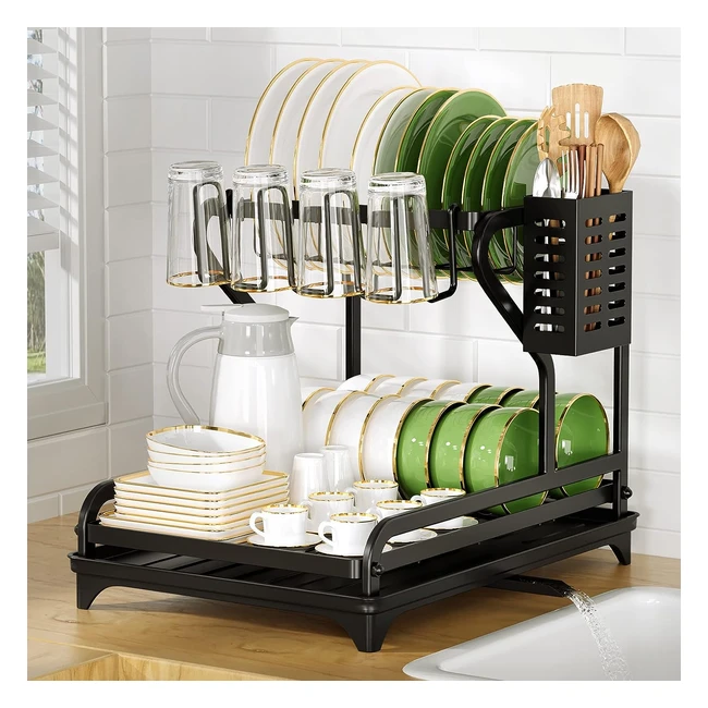 Égouttoir vaisselle cuisine noir 2 niveaux - Cocolemon