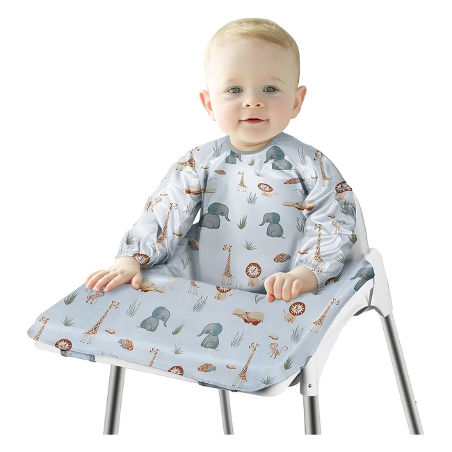 Vicloon Bavoir Manches Longues Bébé Bavoir Imperméable - Taille Unique 6-36 mois Bleu