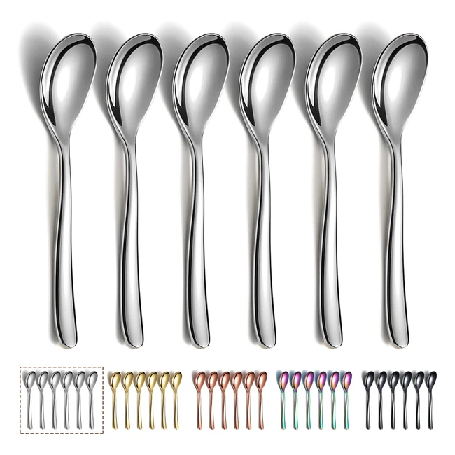 Lot de 6 cuillères café Kyraton 14 cm en acier inoxydable - Expresso, dessert, fête - Lave-vaisselle