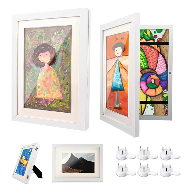 Kids Art Frames Ciscle 2 Pack A4 Fillable Front Opening Photo Frames - Ideal for Children's Artwork - 150 Pictures