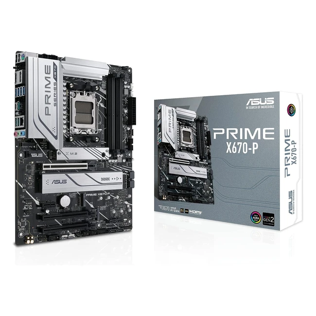 ASUS Prime X670P AMD X670 Ryzen AM5 ATX Motherboard - DDR5, USB 32 Gen 2x2 Type-C, 25GB Ethernet