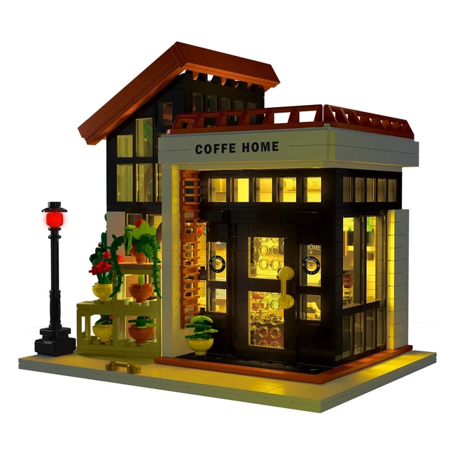 Juego de Construcción de Casa del Café con Luz LED - Modelo de Arquitectura - 1512 Piezas