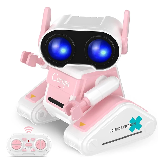 Robot Jouet Enfant Télécommande Rechargeable - Robot Intelligent avec Yeux LED, Musique, Tête, Oreilles et Bras Flexibles - Jouet Enfant 3-8 Ans - Fille Rose