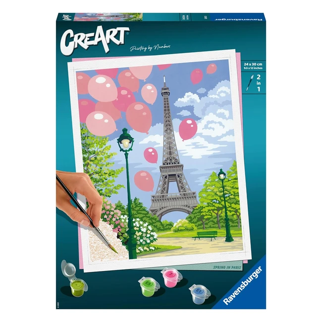 Kit para pintar por números Ravensburger Creart Primavera en París - Relajante y creativo