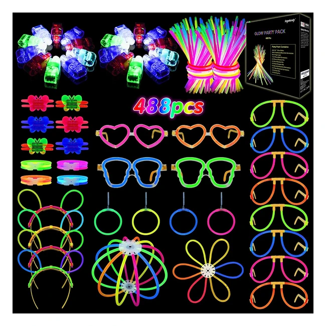 Segotendy Premium 200 Glow Sticks - Party Pack for Adults & Children - 20 Finger Lights - Neon Bracelets - Party, Birthday, Wedding, Halloween, Christmas, New Year Eve Decoration