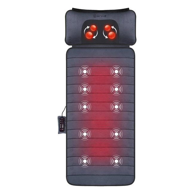 Tapis de massage chauffant Comfier avec oreiller shiatsu - 10 moteurs vibrants, 4 coussins chauffants pour le corps