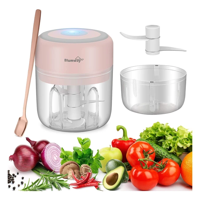 Robot culinaire hachoir ail électrique USB 3 lames tranchantes 250ml100ml