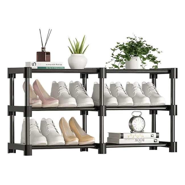 Zapatero 3 niveles pequeño, apilable, metálico - Organizador de almacenamiento para entrada y dormitorio