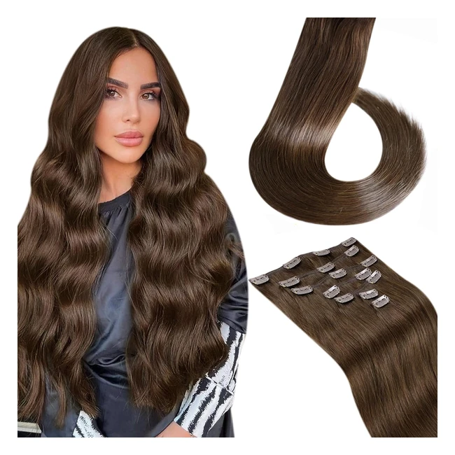 Extension Cheveux Naturel Clip Brun - Laavoo - Réf: 5pcs80g - 12 pouces