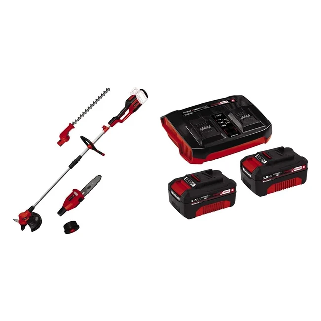 Einhell GELM 364in1 Li Power XChange Akku-Multifunktionswerkzeug, Li-Ion, 2x 18 V, bürstenloser Motor, Heckenschneidkopf neigbar 7-fach, inkl. 2x 3 Ah Akkus und Twincharger