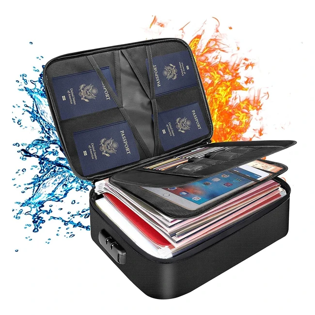 Tamfile Fireproof Document Box 1421064 Large Capacity 3-Layer Lockable Bag