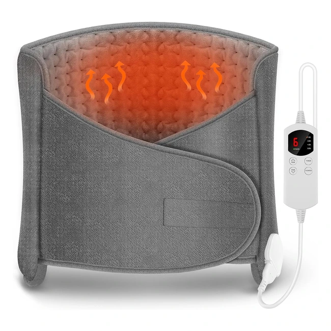 Coussin Chauffant Arlierss avec Ceintures - 6 Niveaux de Température - Soulage les Douleurs Musculaires - Idéal pour le Dos, le Cou, les Épaules, les Jambes - Réglage de l'Heure