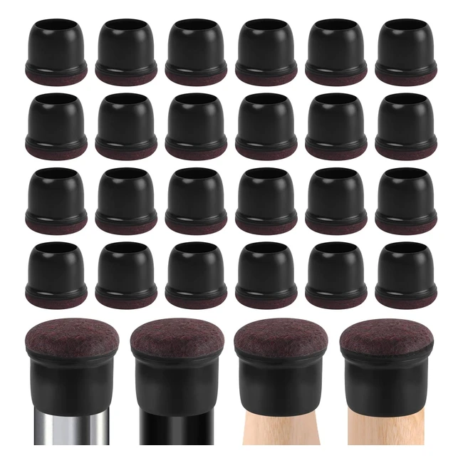 Lot de 24 protège-pieds en silicone antidérapants pour meubles - Noir