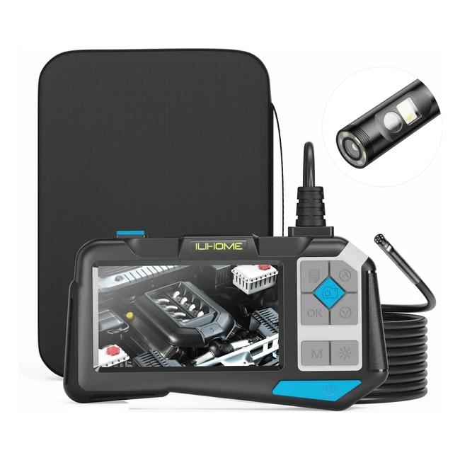 Caméra endoscope industriel double objectif Ilihome avec écran divisé, 55mm, IP67, 7 LED, câble 5m, carte TF 32Go