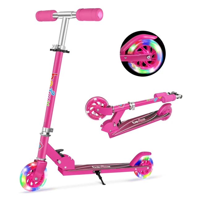 beleev V1 Scooter for Kids - 2 Wheels Folding Kick Scooter - Adjustable Height - Lightweight - Flashing Light Up Wheels - Age 3-12