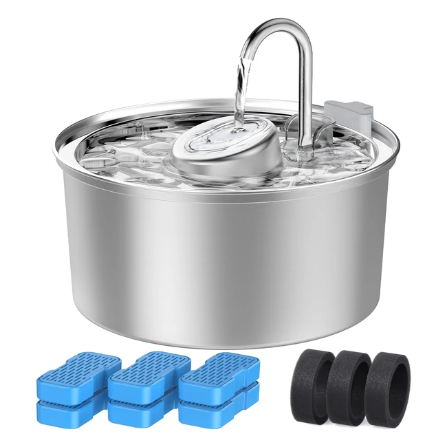 Fuente para gatos Koogmoon 32L - Acero inoxidable - Filtros de carbono y espuma