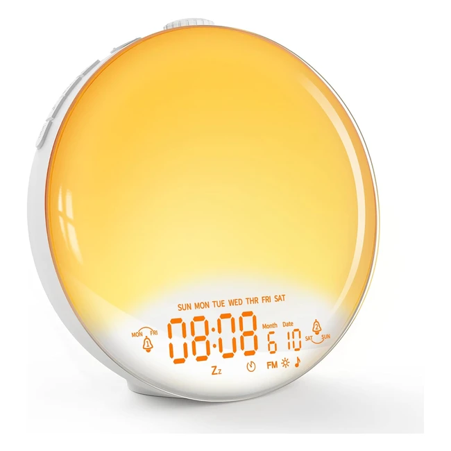 Togaga Sunrise Alarm Clock - 20 Levels of Brightness 7 Natural Sounds FM Radio