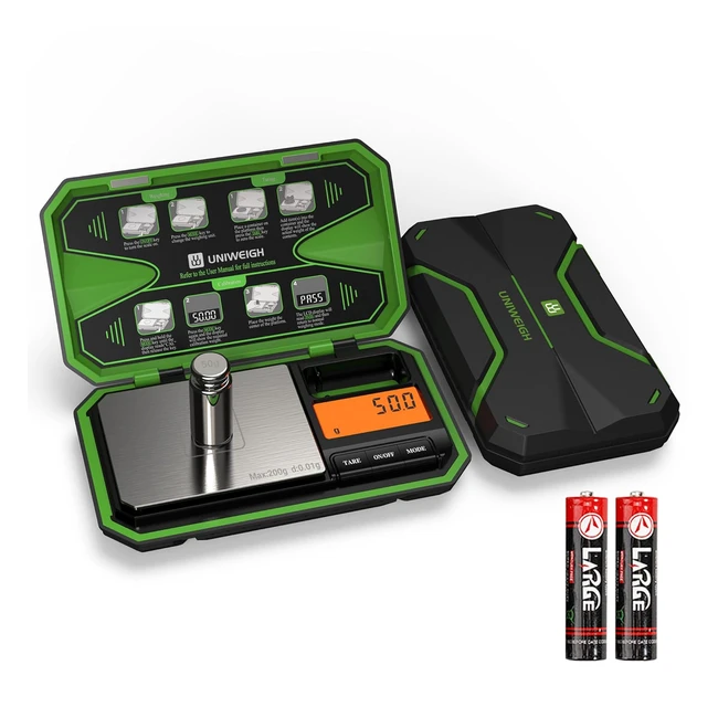 Báscula de Precisión 200g/0.01g - Balanzas de Comida Pequeñas - Báscula de Bolsillo para Cocina - Verde Fluorescente