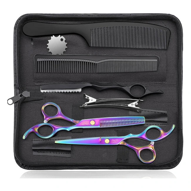 Set di forbici da parrucchiere professionali Jason - 10 pezzi - Forbici per capelli e sfoltire - 6.5 pollici