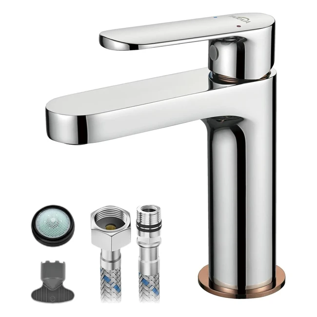 Robinet salle de bain moderne Auralum mitigeur lavabo finition or rose, référence XYZ, économie d'eau