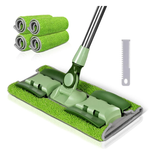 Balai Plat Professionnel Masthome avec 4 Tampons Microfibre Rutilisables et 1 