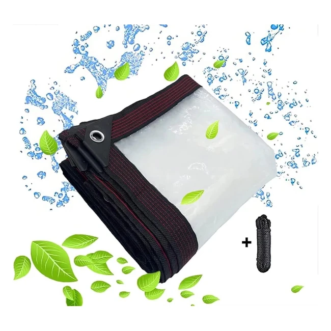 Bâche transparente avec oeillets - Extérieur plastique serre imperméable - Meubles de jardin, tente - 2x1m