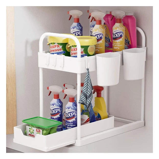 Organizer Sottolavello Cucina 2 Livelli - Spazio Ordinato - Bianco