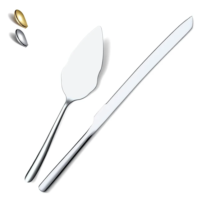 Juego de cuchillo y servidor para pastel de boda - Acero inoxidable - ¡Ideal para tu gran día!