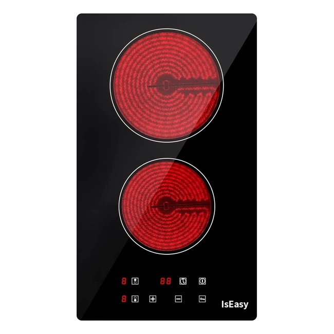Plaque vitrocéramique 2 feux IsEasy, encastrable, 3000W, 29cm, noir