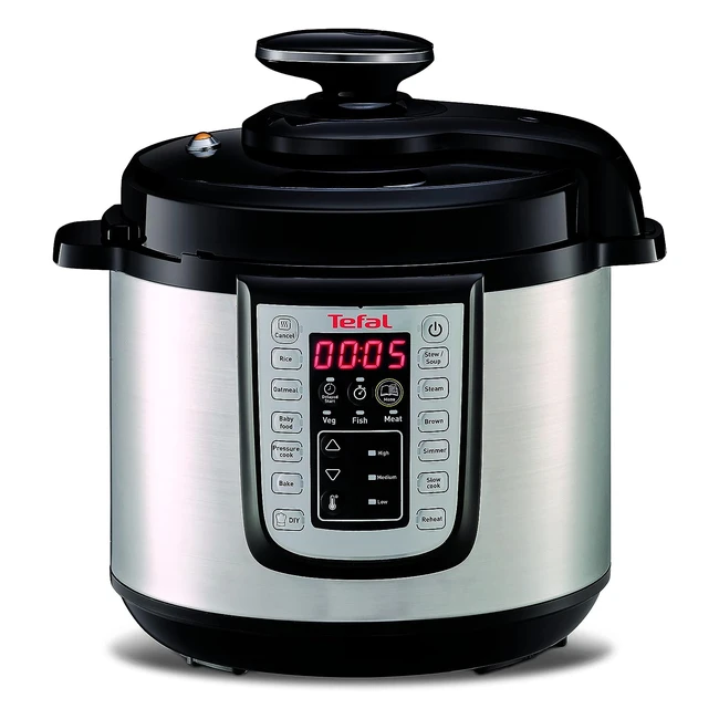 Tefal FastDelicious CY505E10 - Olla de acero inoxidable con 25 programas de cocción rápida