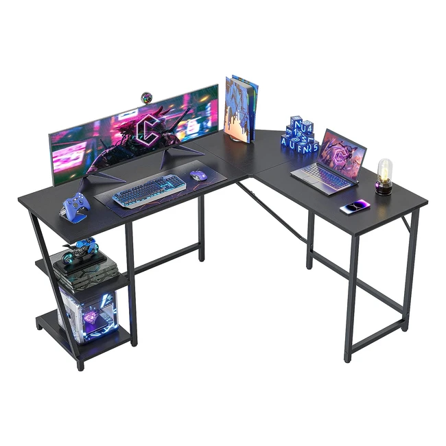 Bureau d'angle gaming Cubicubi en forme L 150x120cm - Bureau d'ordinateur gamer avec rangements et pied réglable - Noir