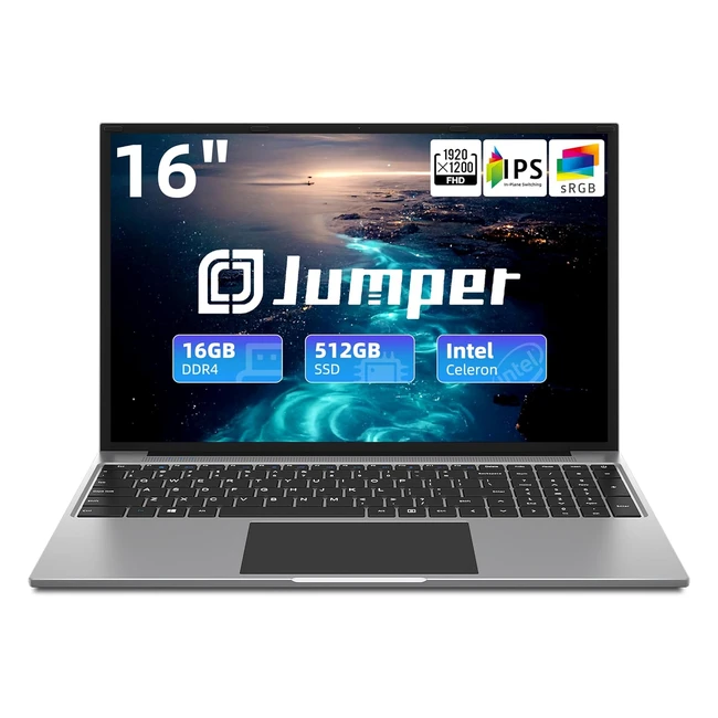Jumper 16 Inch Laptop Intel Celeron N5095 Laptops 29GHz 16GB RAM 512GB SSD Ultrabook