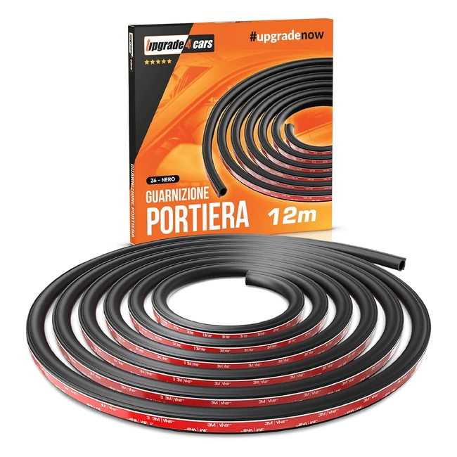 Upgrade4cars Guarnizione Portiera Auto Universale 12 Metri - Profili in Gomma Adesiva - Tenuta Sportello Auto