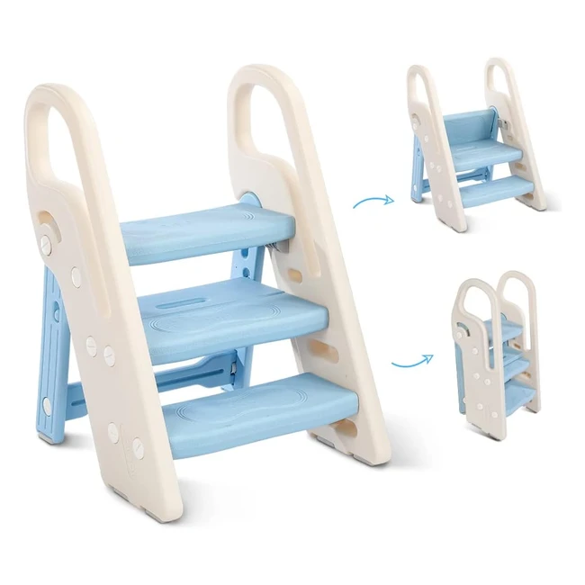Marchepied pliable Onasti pour enfant - 3 marches - Hauteur réglable - Stable et antidérapant