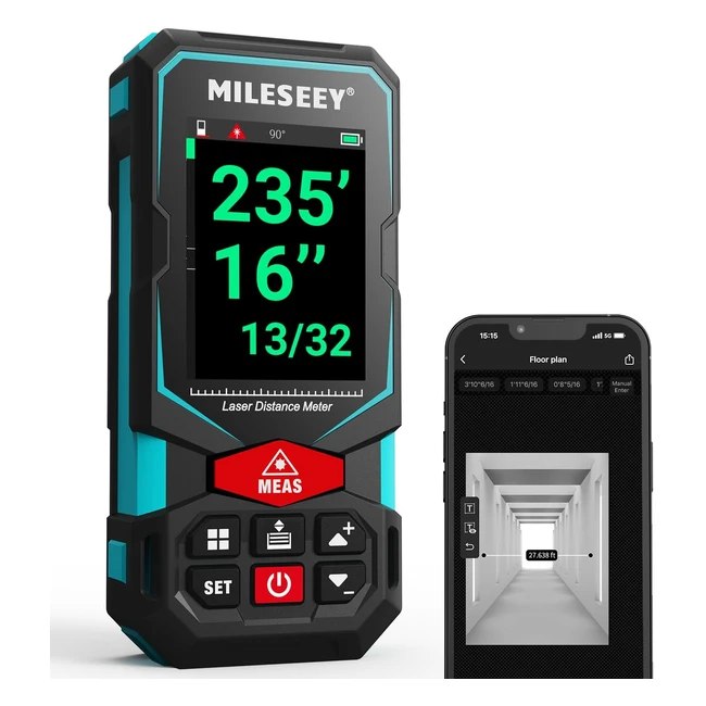 Mileseey S7 Laser Measurement Tool - 100m Range, 24 Color Backlit Display, Rechargeable