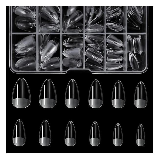 240 Capsules Ongles Faux en Gel Américaine Zeyachan - Court Gel X Pose - Ongles Couverture Complète - Débutant Salons de Manucure - Transparent - 12 Tailles
