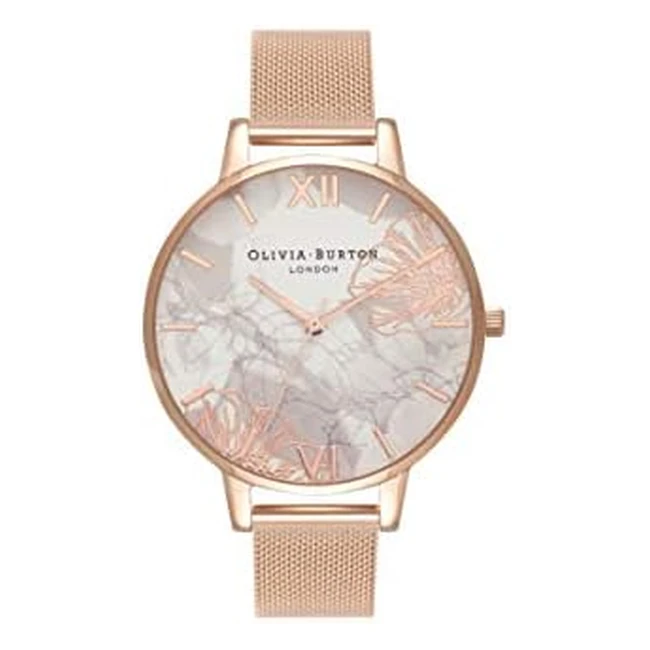 Olivia Burton Damen Armbanduhr OB16VM15, roségoldfarbenes Edelstahlarmband