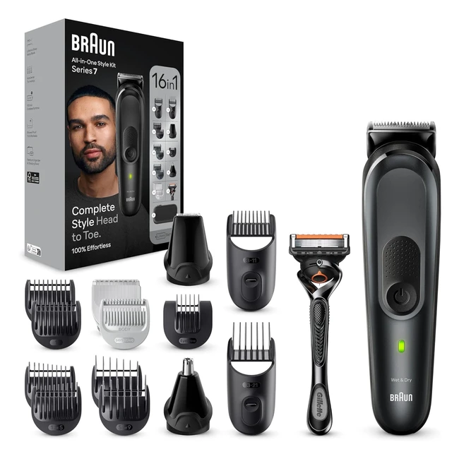 Braun All-in-One Bartpflege-Set 16-in-1 Bartschneider Haarschneider Körperhaartrimmer Männer Haarschneidemaschine, wiederaufladbar, 100 Minuten kabellose Laufzeit, Geschenk für Männer, MGK7470