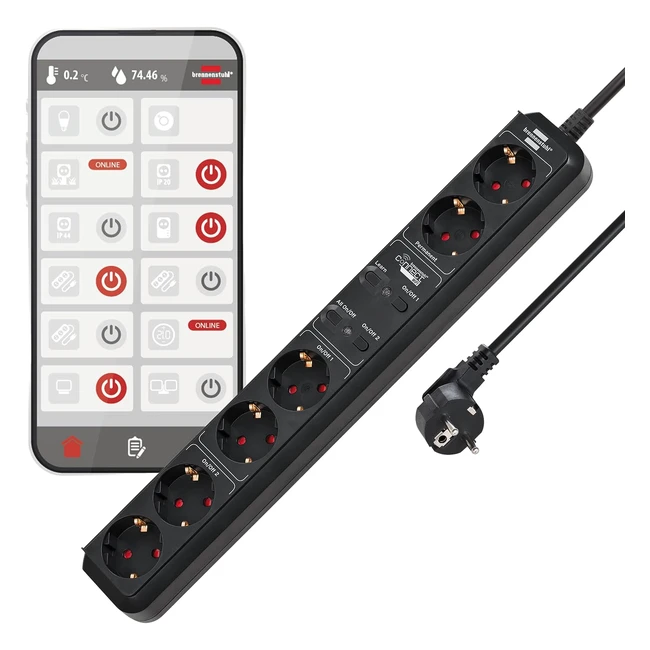 Regleta Inteligente Brennenstuhl Ecoline con 6 Tomas - Control por App o Voz - Compatible con Alexa y Google Assistant