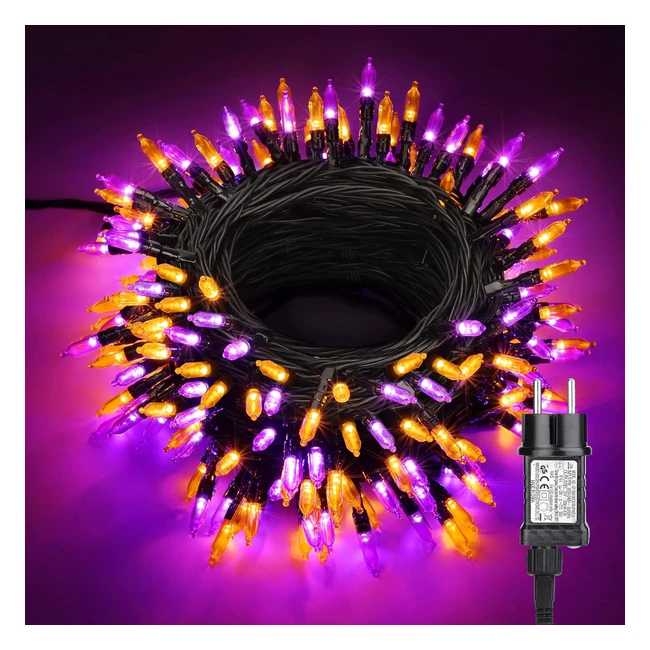 Guirlandes Lumineuses Halloween 10m 100 LED Orange Pourpre - Décoration Extérieure
