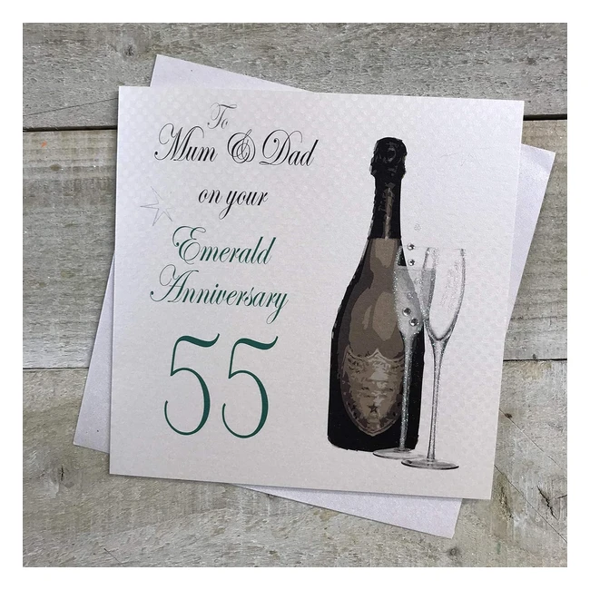 Carte de 55e anniversaire faite main pour mes parents - White Cotton Cards A55M - Anniversaire émeraude